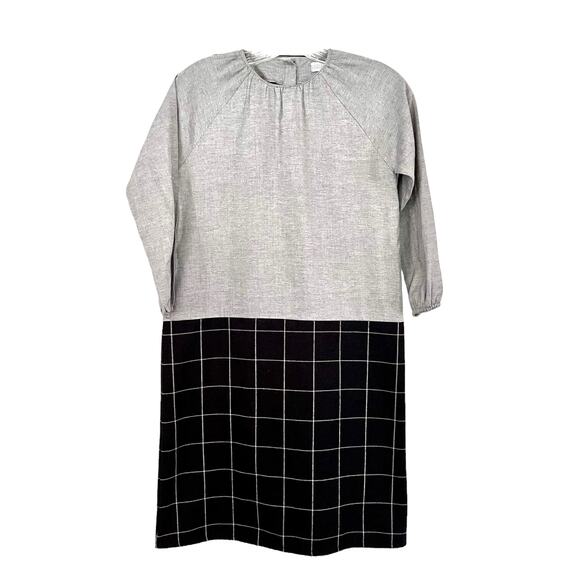 Violeta e Frederico girls gray shift dress with black white plaid skirt NWT 10 - Picture 1 of 7